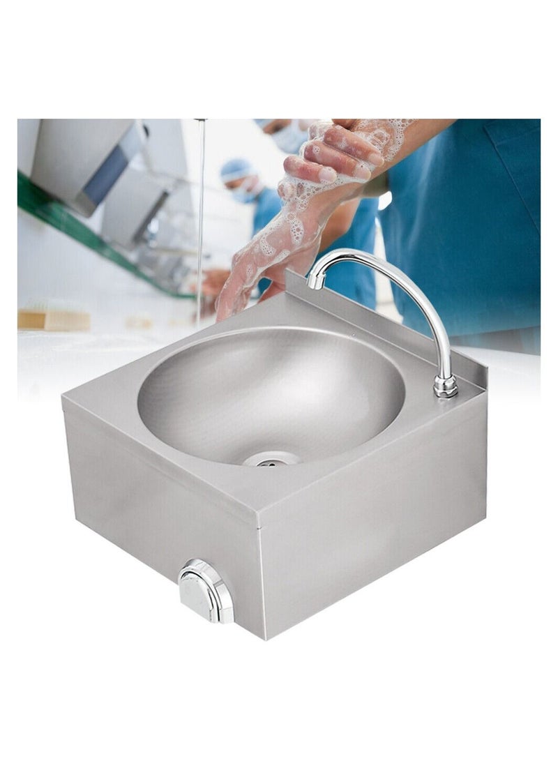 كيتسترون حوض غسيل اليدين التجاري الذي يعمل بالركبة، جداري مع حوض من الفولاذ المقاوم للصدأ وصنبور مزج حار وبارد للمطبخ، مصمم للاستخدام في الهواء الطلق. - Image 3